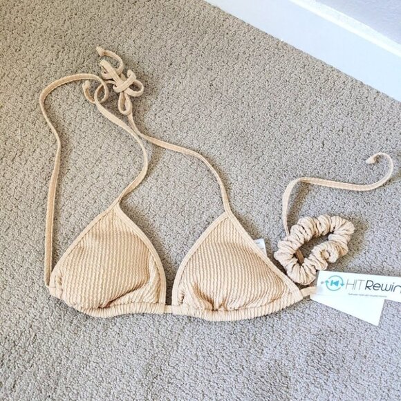 hit rewind Other - Hit Rewind Tan Bikini Top & Scrunchie Set S NWT